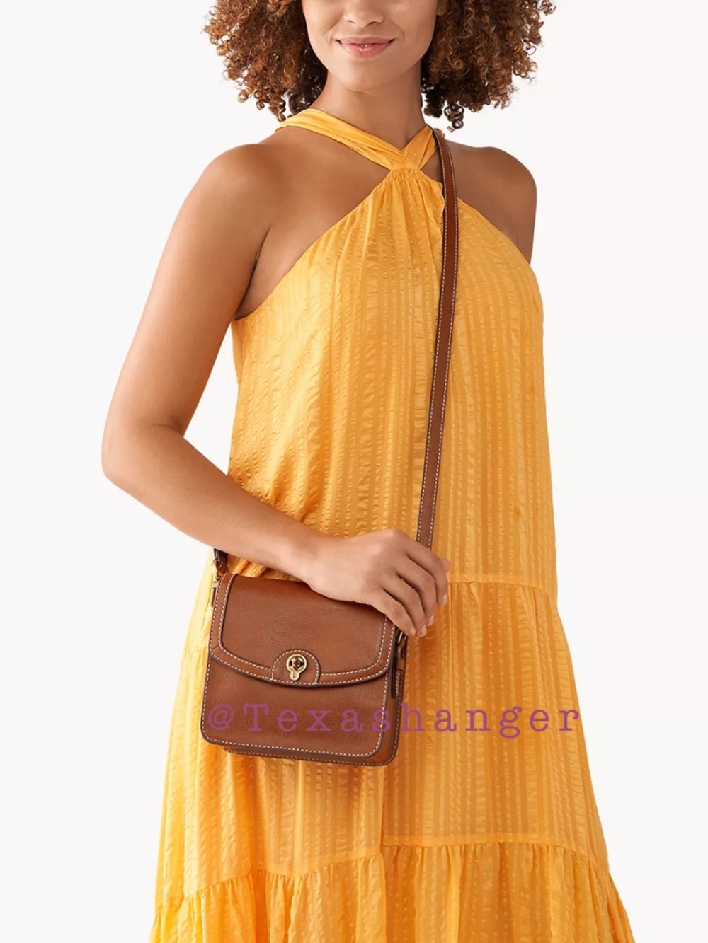 Fossil NWT Ainsley Small Flap Crossbody Medium Brown